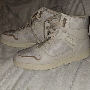 Coach Beige High-Top Sneakers